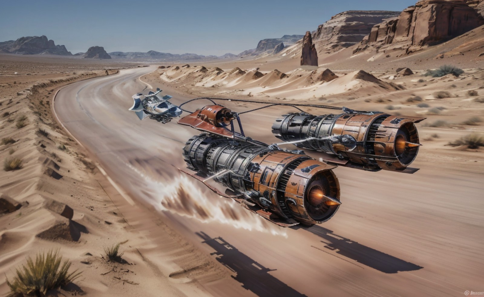 podracing, red vehicle, best quality, highly detailed, desert background, <lora:podracing_10_1:0.7>